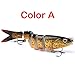 CampFENSE Fishing Lure Bait, 8-segment, 3D Eyes, Extra-Large, Tackle 6# High Carbon Steel Anchor Hook 4 Color Options 5.23Inch/0.67Oz