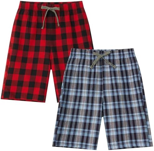 Amazon.com: Big Boys Pajamas Shorts Plaid Loose Cotton Sleep PJ