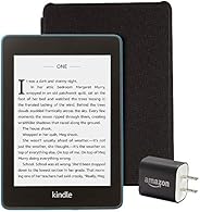 Kindle Paperwhite Essentials Bundle including Kindle Paperwhite - Wifi, Ad-Supported, Amazon Leather Cover, an