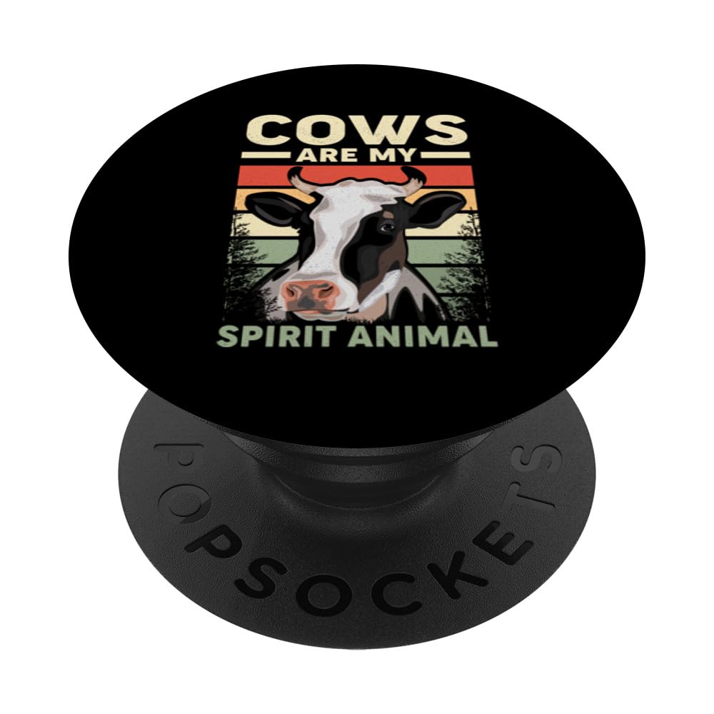 Cows Are My Spirit Animal Cow Lover Farmer Funny Cow Owner PopSockets Swappable PopGrip