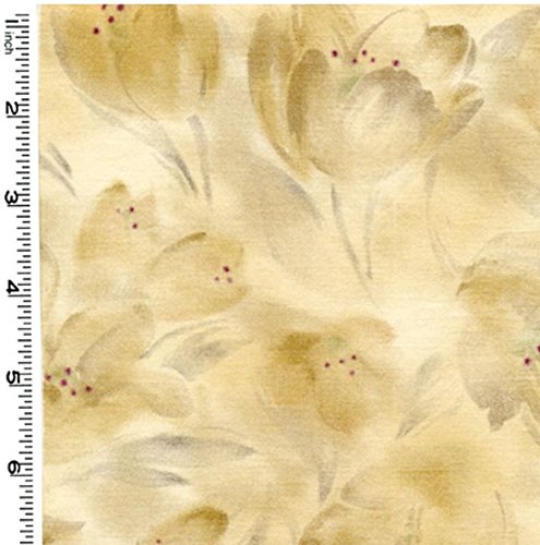 Kona Bay 'Harmony' Ecru Tonal Foliage/Flowers Blender Cotton Fabric 44-45 Inches Wide