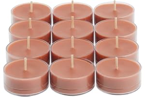 PartyLite Set of 12 Tea Lights Candles, Cashmere & Cocoa Scent, Aromatherapy Scented Candles Gift Set, Up to 4 to 6 Hours Burn Time
