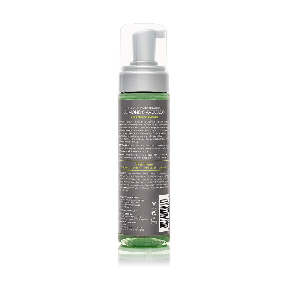 Design Essentials Natural Curl Enhancing Mousse, Quick Drying Must-Have for Perfectly Defined Luminous Curls-Almond & Avocado Collection, 7.5 Fl Oz: Beauty