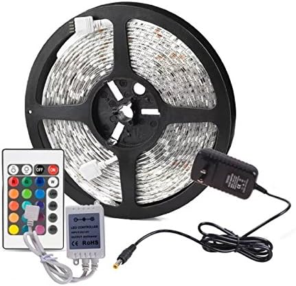 TOP YAO Waterproof LED RGB Strip Light SMD5050 Ip65 Light 60led/m 5m Dc 12v Adapter Power + 24key Remote Controller +A Receptor 2A RGB Strip Lamp Bulb Christmas Light