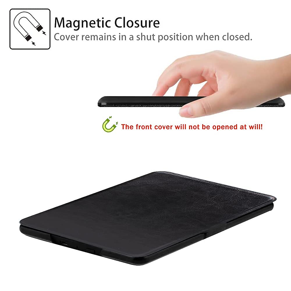 SCSVPN Kindle Paperwhite Case 10th Generation 2018 Release(Model No.: PQ94WIF) - Hand Strap, Auto Sleep/Wake Function - Slim PU Leather Protective Cover for 6'' Kindle Paperwhite 2018 E-Reader, Black
