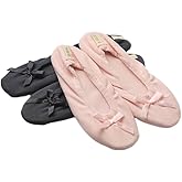 Roxoni Women's Terry Classic Cotton & Velour Ballerina Slippers (Pack of 2)