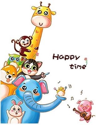 Colorido Desenho Animado Gato Girafa Elefante Coelho Porco Adesivo De Parede Quarto Criancas Decalque Adesivo Removivel Decoracao Mural Amazon Com Br