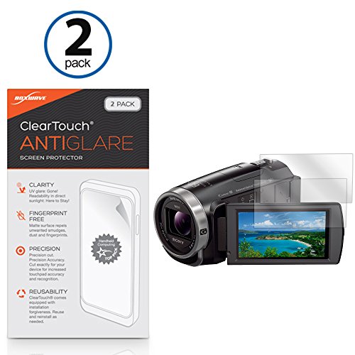 Sony FDR-AX53 Screen Protector, BoxWave [ClearTouch Anti-Glare (2-Pack)] Anti-Fingerprint Matte Film Skin for Sony FDR-AX53