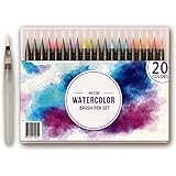 Watercolor Brush Pens Set - 20 colors | Soft, Flexible Markers for Kids and Adult Coloring Books, Art, Calligraphy, Drawing, Writing and more | Water Based Ink, Non-Toxic, Acid-free | WESTAF