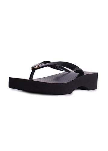 tory burch black wedge flip flops