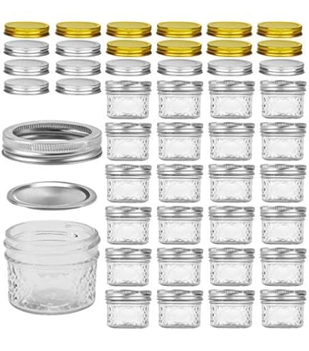 VERONES Tarros Mason De 8 Onzas, Tarros De Gelatina Con Tapas Regulares, Ideales Para Mermelada, Miel, Recuerdos De Boda, Regalos De Ducha, Paquete De 16, 16 Tapas Adicionales