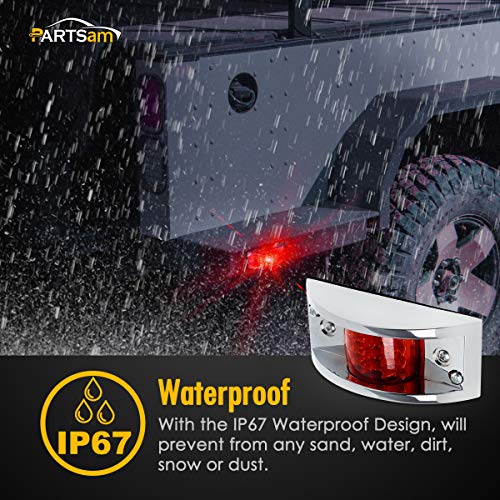 image for Partsam 4X Red Sealed Chrome Armored LED Trailer Clearance and Side Ma