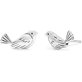 Boma Jewelry Sterling Silver Sitting Bird Stud Earrings
