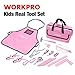 WORKPRO 23-piece Girls Tool Kit with Real Hand Tools, Safety Goggles, Storage Bag|Home DIY & Woodworking - Pink