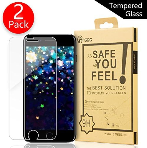 iPhone 8 Screen Protector, iPhone 7 Screen Protector, BTGGG 2 Pack Tempered Glass Screen Protector for iPhone 7/ iPhone 6/ 6s [0.2mm 2.5D Edge] [Crystal Clear] [Bubble Free]