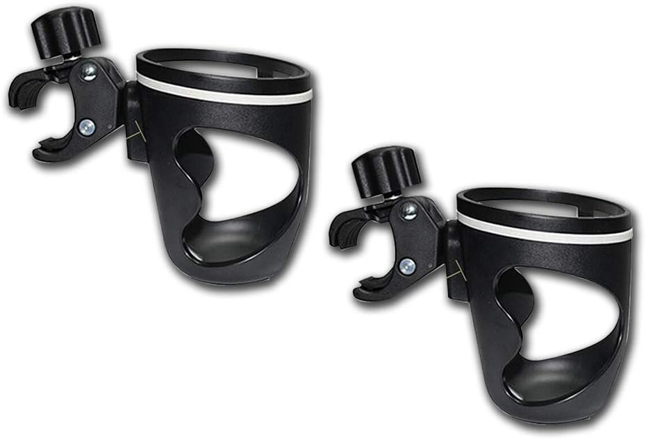 Universal Cup Holder, Twoworld 360 Degree Rotation Stroller Bottle Holders, Free Hanging Direction Cup Holder for Stroller, Bicycle, Wheelchair, Motorcycle 2 Pack