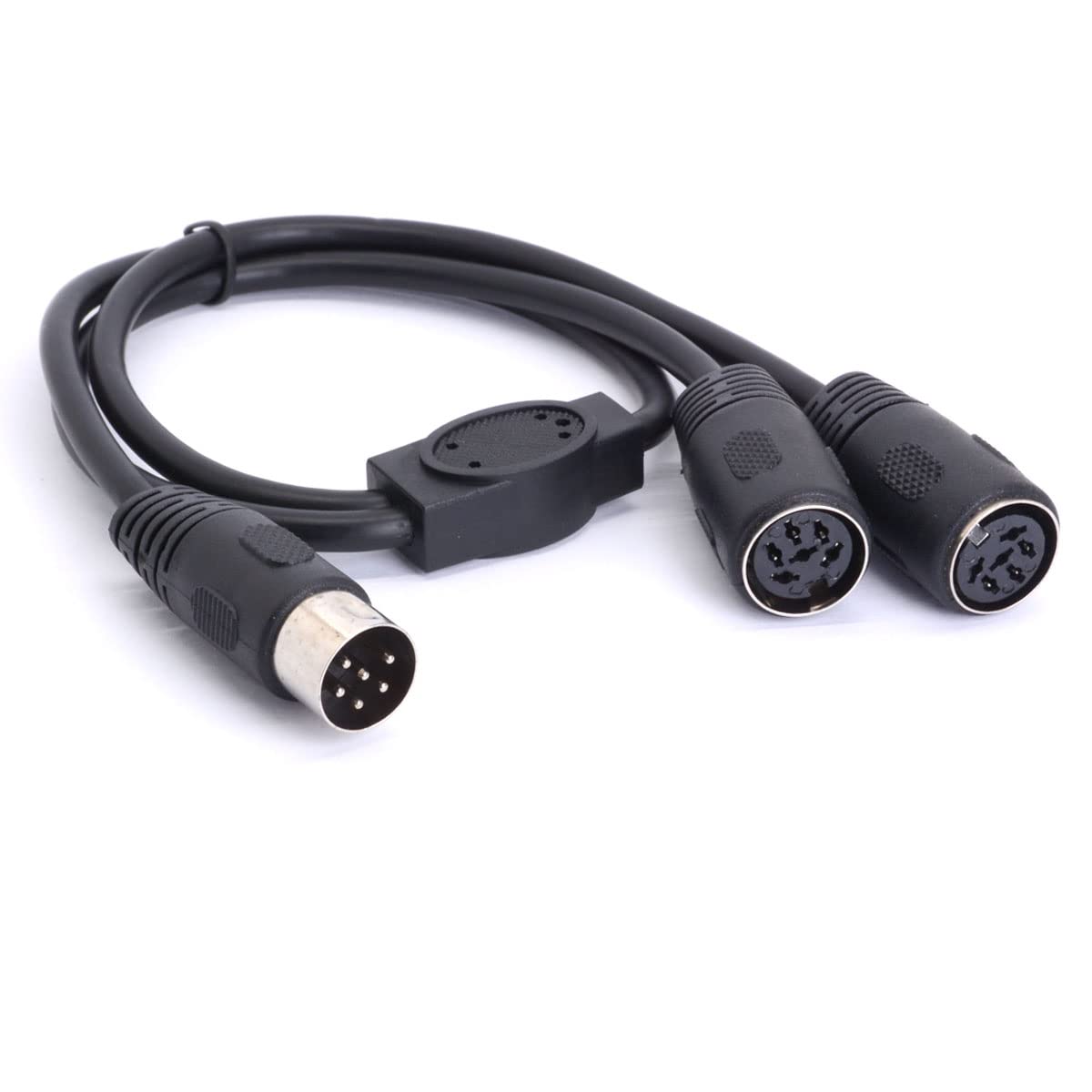 HTGuoji Din 6 Pin Extension Y Splitter Cable, 6-Pin DIN Male to 2 Female Audio Signal Jack Connetor Extension Cable Wire for Digital Audio Devices(0.5M/1.6FT)