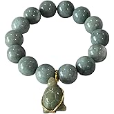 Heavens Tvcz Jade Turtle Bracelet Set – Real Green Jade Lucky Charm with Velvet Gift Bag – Unique Feng Shui Spiritual for Her – Healing Crystal Jewelry for Health & Wealth.