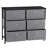 SONGMICS 3-Tier Closet Drawer, Storage Dresser with 6 Easy Pull Fabric Drawers and Wooden Tabletop, Rounded Corner for Closets, Nursery, Dorm Room, Hallway, 31.5