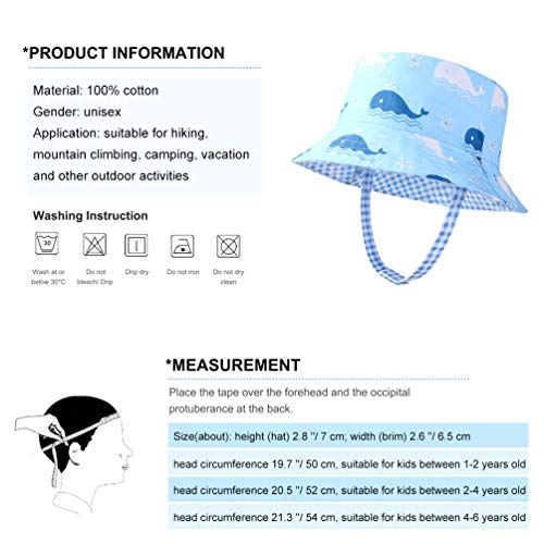Kids Sun Hat Bucket Hat for Baby Toddler Double Side - UPF50+ Sun Protection Summer,Breathable,Age 1-6