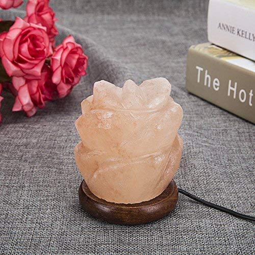 Niubity Himalayan Pink Natural Salt Lamp,USB Wooden Base Himalayan Crystal Rock Salt Lamp Air Purifier Night Light (Rose)