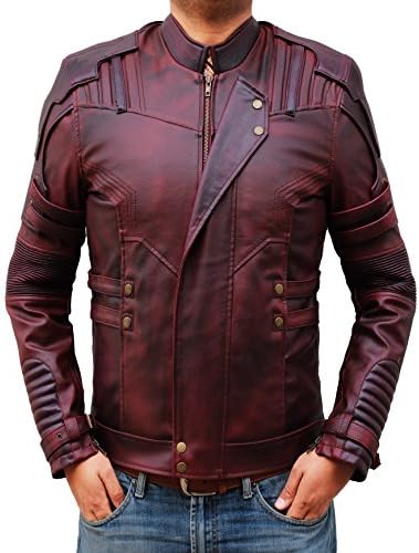 Star Distressed Leather Jacket Men's - Maroon Costume Jacket