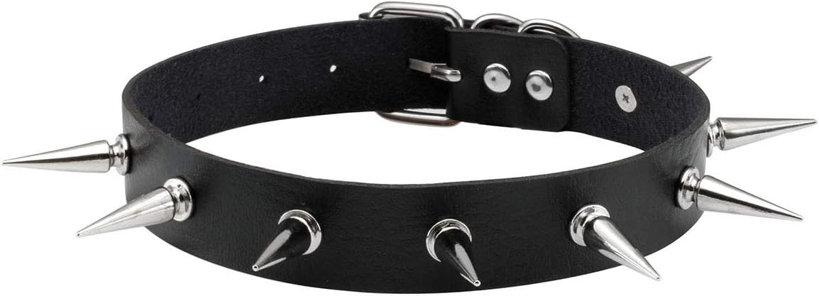 EigsoVintage Punk Goth Studded Rivet Pu Leather Collar Choker Necklace with Spikes Adjustable