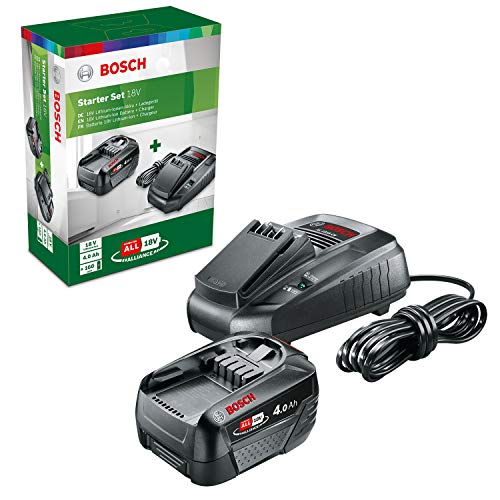 Bosch Home and Garden Starter Set 18V (18 Volt System, 4.0 Ah Batterie Akku, Ladegerät, im Karton), 1600A00ZR7