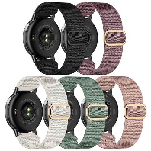 Wizvv 5 Pack 20mm Bands Compatible with Garmin Vivoactive 5/3/Forerunner 55/165/245/645 Music, Nylon Watch Strap for Venu/Sq/2 Plus/Sq Music/Sq 2 for Women Men