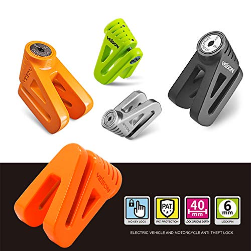 Acekit Disc Lock For Motorcycle and Bicycle With 6mm Lock Pin And Remind Cable Heavy Duty Body No Key To Lock-Orange - Thumbnail 4