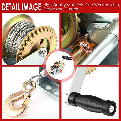 Aceshin 600lbs Heavy Duty Hand Winch - Steel Cable Crank Gear Winch with 8m Steel Wire,Manual Operated Ratchet ATV Boat Trailer Marine - Image 5