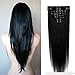 #1 Jet Black 100% Real Remy Clip in Hair Extensions Human Hair 16-22inch Grade AAAAA Natural Hair Full Head Standard Weft 8 Pieces 18 Clips Long Straight for Women 18