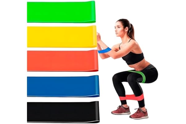 Faixas Elásticas para Exercícios, Kit com 5 Bandas de Resistência para Tonificação Muscular, Treinamento Físico, Perda de Peso, Alongamento e Yoga