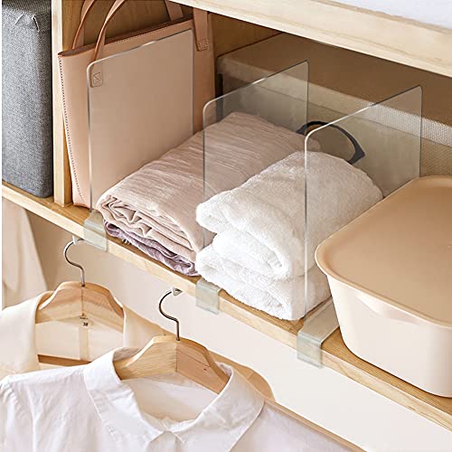 Urban Deco 6PCS Acrylic Shelf Dividers for Closets Adjustable Acrylic