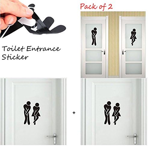 GutarGoo(Pack of 2) Funny Toilet Entrance Sign Decal Vinyl Sticker for Shop, Office, Home, Café, Hotel