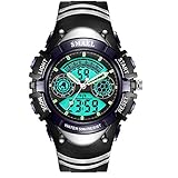 ELEOPTION Male Watches Waterproof With LED Digital Sports Digital Watch Dual Movt Calendar Chronograph And Rubber Band for Men Young Adult gifts (Blue)
