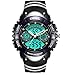 ELEOPTION Male Watches Waterproof With LED Digital Sports Digital Watch Dual Movt Calendar Chronograph And Rubber Band for Men Young Adult gifts (Blue)