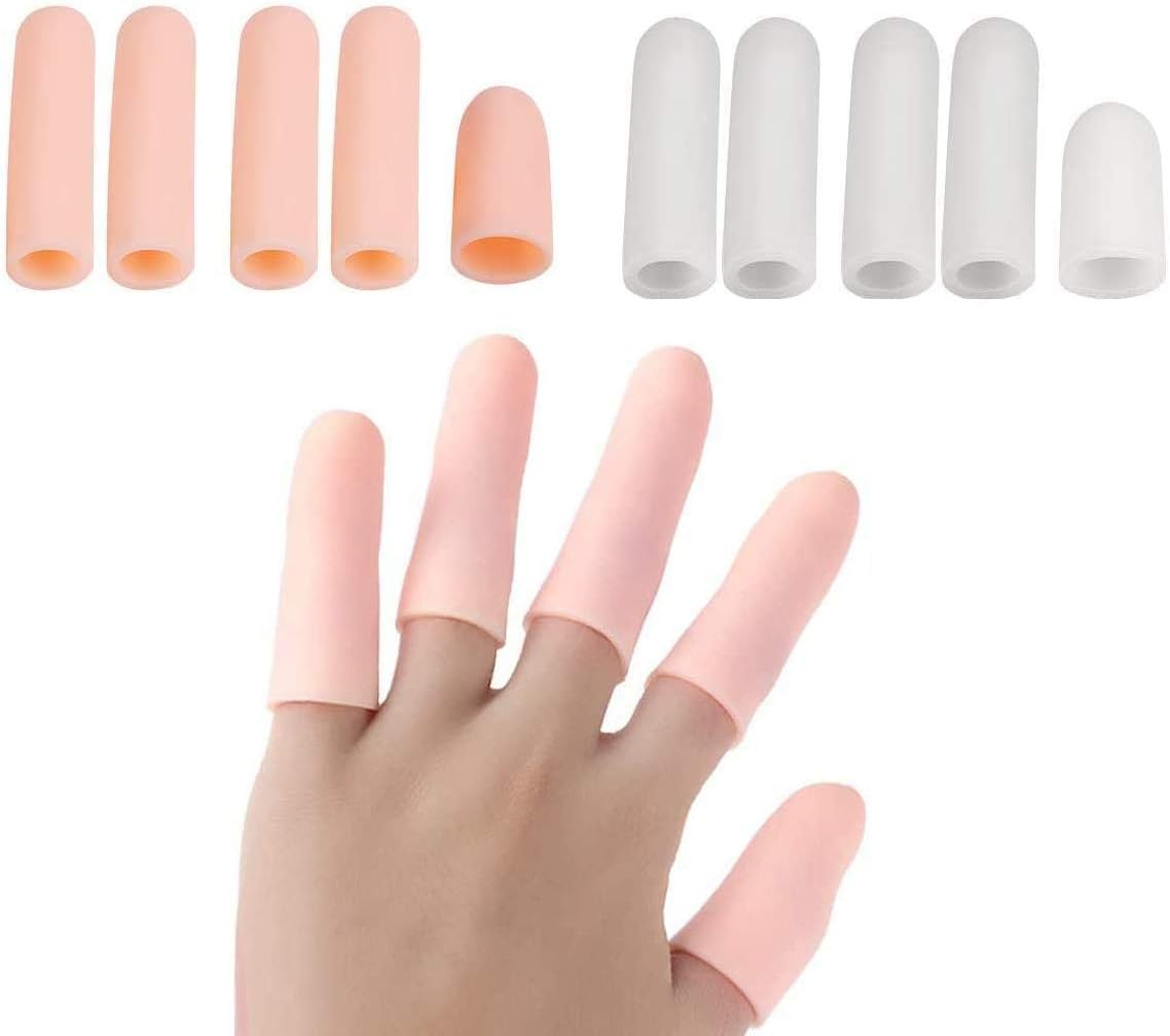 Gel Finger Cots, Finger Protector Support(10 PCS) Finger Gloves, Finger Sleeves for Trigger Finger, Hand Eczema, Finger Cracking, Finger Arthritis