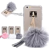 For iphone 6s plus,AutumnFall® Soft Transparent TPU Protect Phone With Fur Ball for iPhone 6 plus/6S plus 5.5 Inch