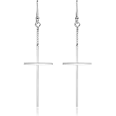 AeraVida Minimalist Christian Cross Drop Sterling Silver Dangle Earrings | Cross Earrings
