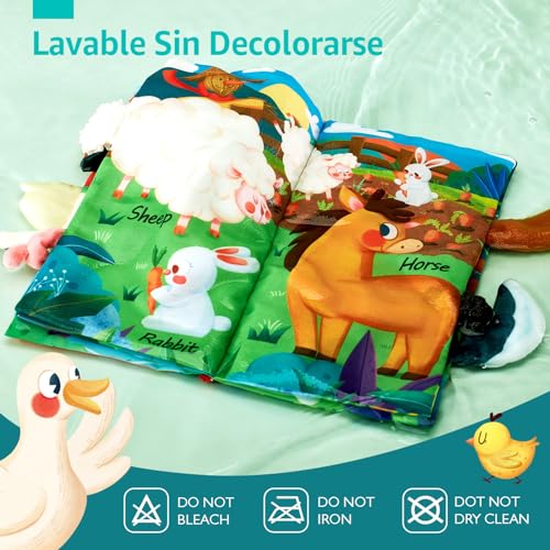 hahaland Baby Books Toys Babies 0 3 6 Months, 2 Pieces Soft Cloth Books for Babies 6-12 Months, Animals, Activity Book Sensory Gift Baby 1 Year