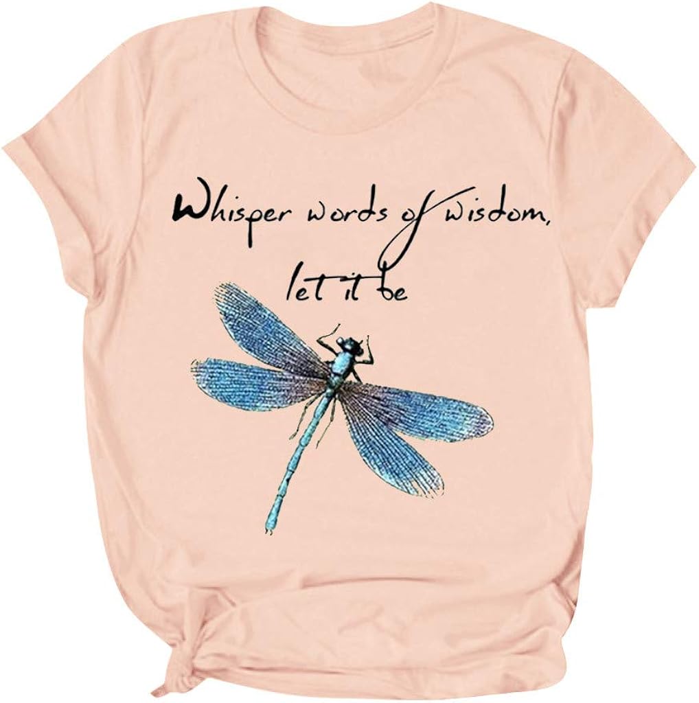 Dragonflies Tshirts for Women Graphic Short Sleeve Shirts