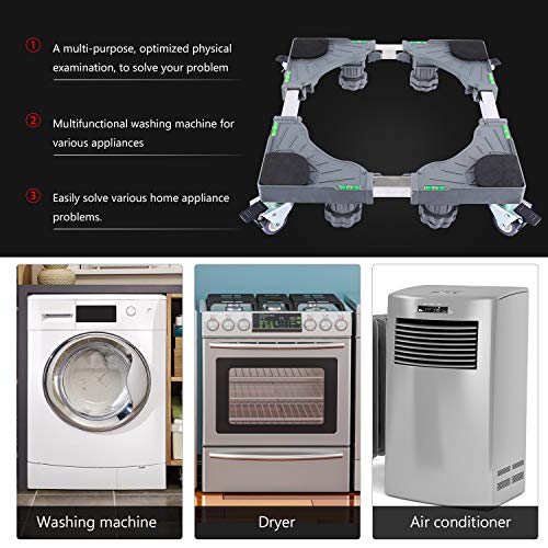 Ismart moon Universal Mobile Base Dolly Roller with 4 Wheels 8 Legs Multi-Functional Adjustable Base for Adjustable Dryer, Washing Machine and Refrigerator (4 Double Wheels 4 Strong Feet)