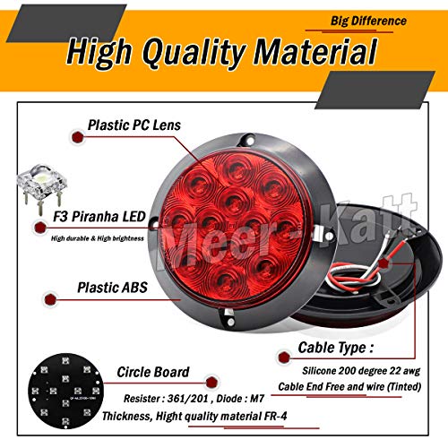 image for Meerkatt (Pack of 4) 4 Inch Round Red LED Super Flux F3 Piranha Extra 