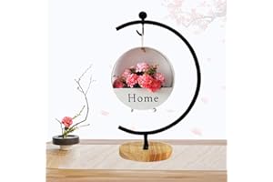 YY YEARCHY Large Ornament Display Stand for Hanging Glass Terrarium with Wood Base Creative Decoration for Home Garden Wedding Party Festival (G Shaped-Black)
