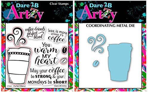 Dare 2B Artzy Perfect Blend Clear Cling Rubber Stamp Set (17241) and Coffee Cup Die (D40) Bundle 2 Items
