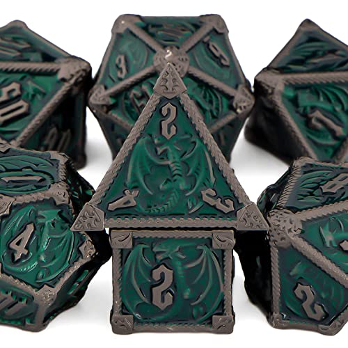 OUKELANWO DND Metal Dice Set, 7pcs Polyhedral Dice