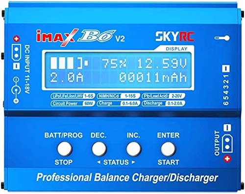 YUNIQUE FRANCE 1 pi&egrave;ce SKYRC iMAX B6 V2 Chargeur de 60 W 6A Convertisseur CC/CC Compatible avec DJI Mavic Inspire Batterie Intelligente NiMH / NiCd / Lipo / LiHV / Li-ion / Pb