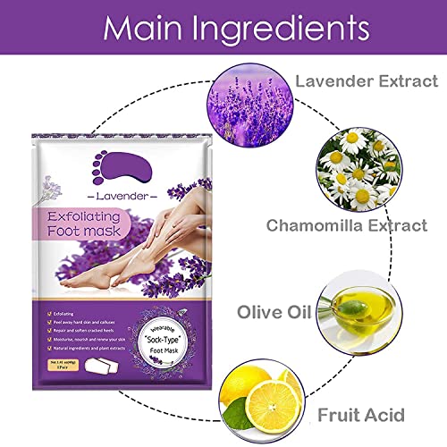 Foot Peel Mask 5 Pack,Lavender Exfoliating Foot Masks, Soft Smooth