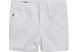 VIGOSS Girls’ Shorts – Basic Soft Stretch Twill Shorts for Girls – Kids’ Adjustable Roll-Cuff Shorts (4-16)